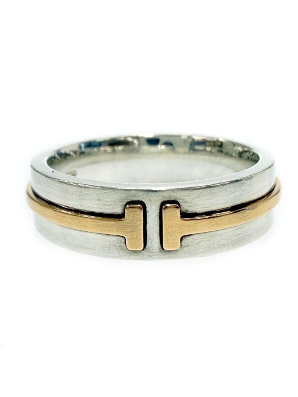 Tiffany & Co Silver Gold T Two Narrow Ring